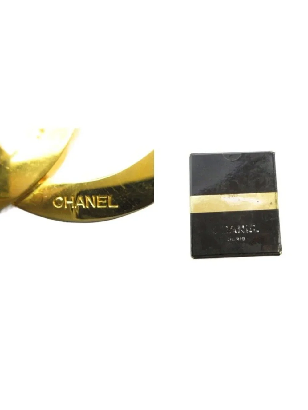Chanel Belt CC Logo Gold Leather 75 30 Black
